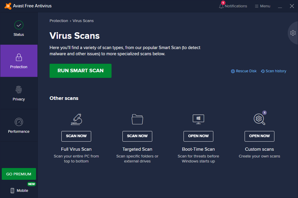 avast 12.7 antivirus for mac says unprotected